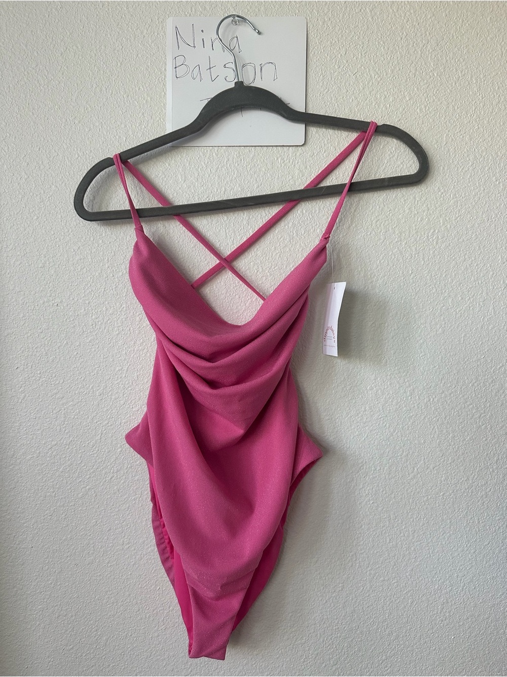 Dippin' Daisy's Pink Draped Cowl One-Piece Swimsuit with Crisscross Straps